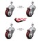 Service Caster 3.5 Inch Maroon Polyurethane Wheel Swivel 12mm Threaded Stem Caster Set SCC SCC-TS20S3514-PPUB-MRN-M1215-4 - alternate 2